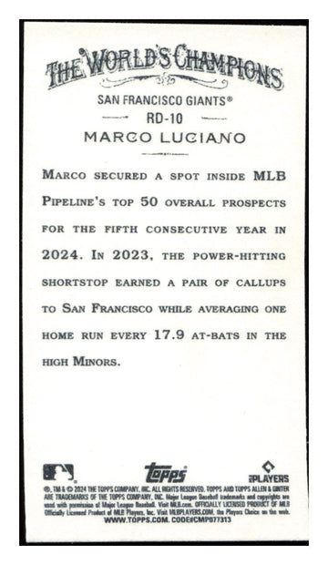 2024 Topps Allen & Ginter #RD-10 Marco Luciano Mini Rookie Design Variations