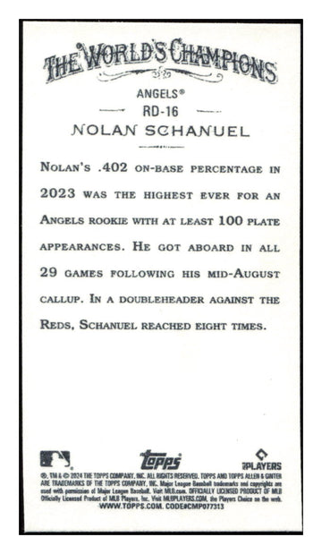 2024 Topps Allen & Ginter #RD-16 Nolan Schanuel Mini Rookie Design Variations