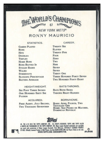 2024 Topps Allen & Ginter #67 Ronny Mauricio