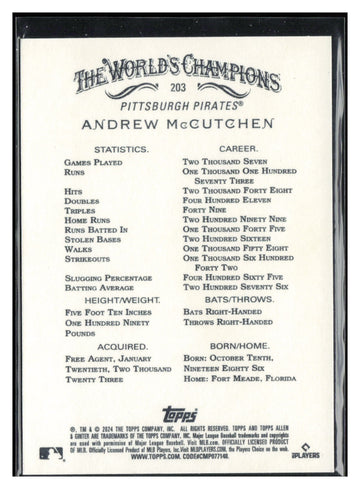 2024 Topps Allen & Ginter #203 Andrew McCutchen