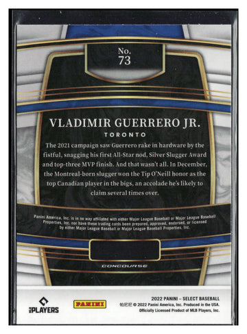 2022 Panini Select #73 Vladimir Guerrero Jr. Blue Retail Base
