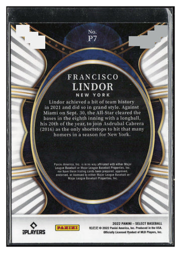 2022 Panini Select #P7 Francisco Lindor Phenomenon