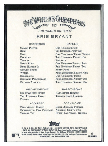 2024 Topps Allen & Ginter #183 Kris Bryant