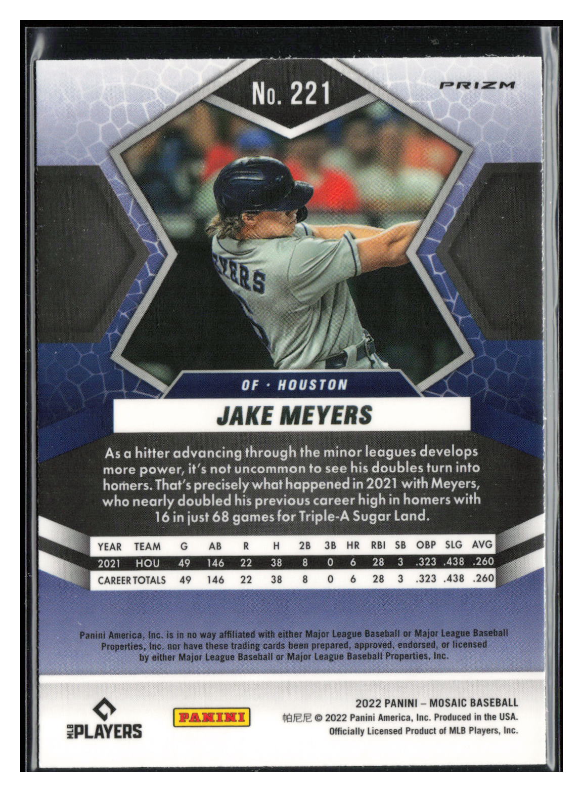 2022 Panini Mosaic #221 Jake Meyers Silver Prizm
