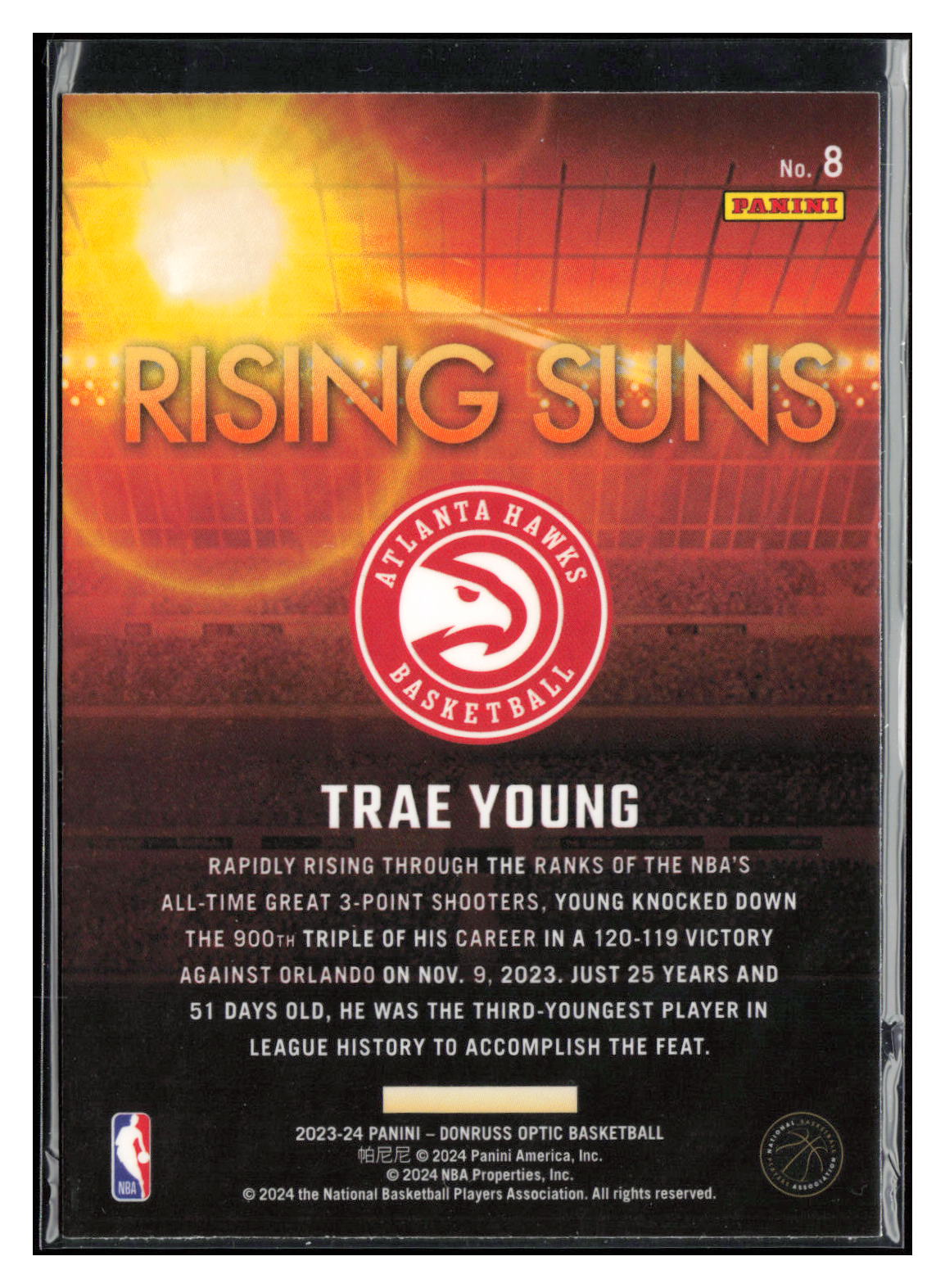 2023-24 Donruss Optic #8 Trae Young Rising Suns