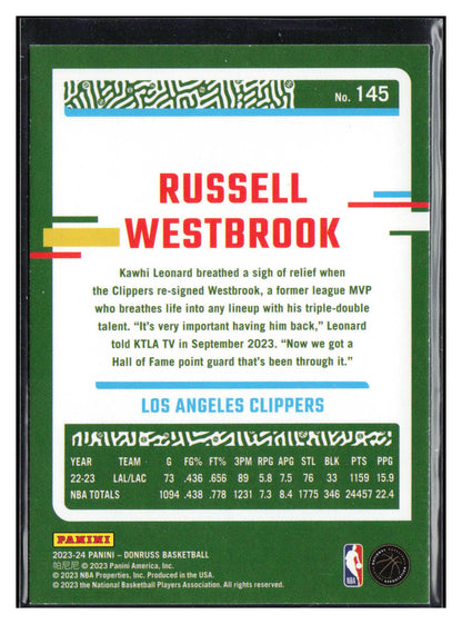2023-24 Donruss #145 Russell Westbrook Green Laser Holo