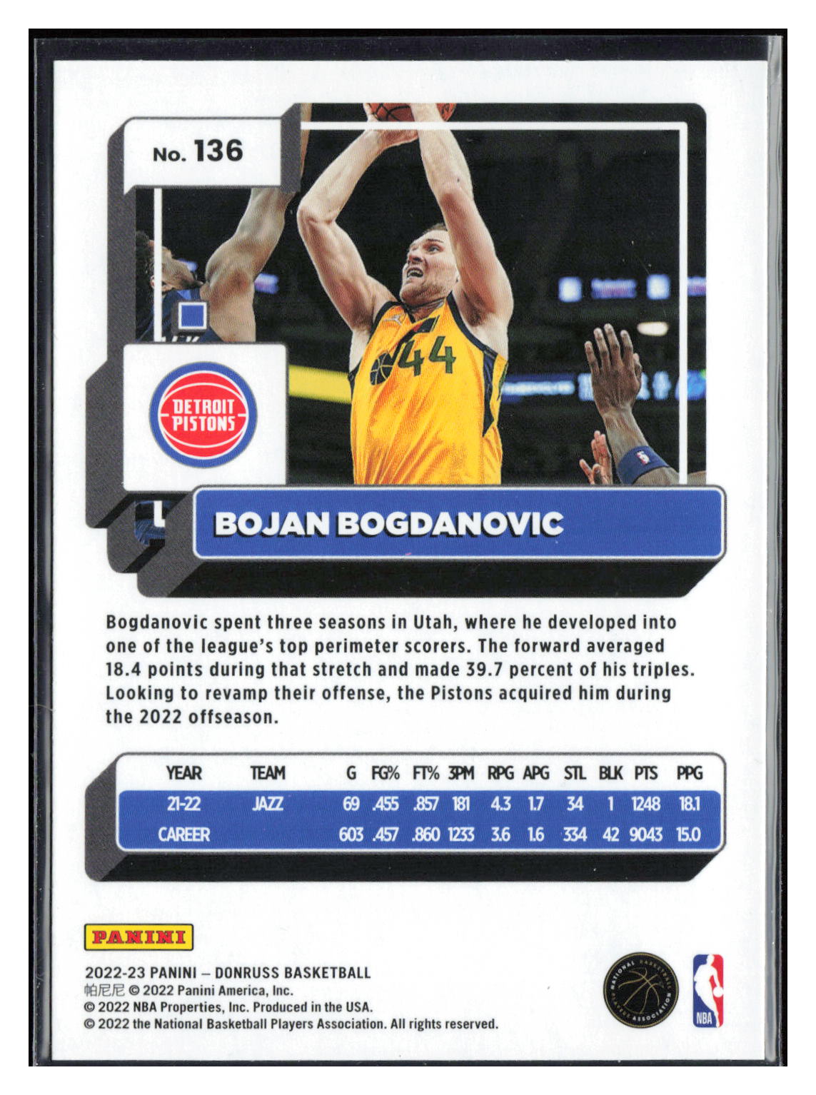 2022-23 Donruss #136 Bojan Bogdanovic Holo Laser Green
