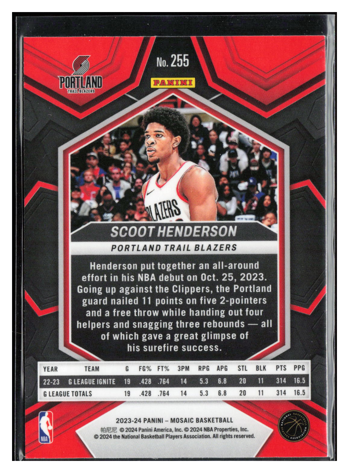 2023-24 Panini Mosaic #255 Scoot Henderson