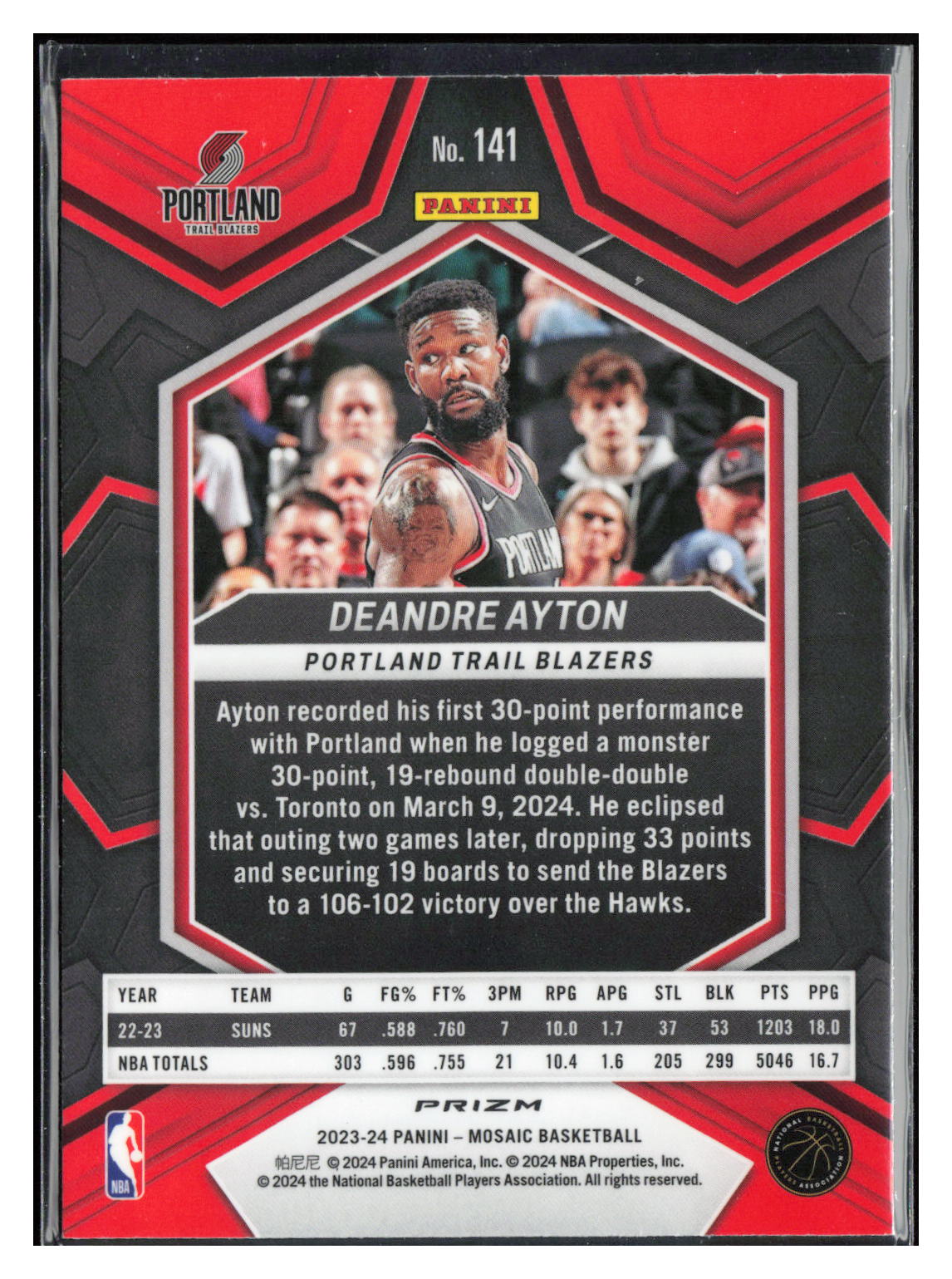 2023-24 Panini Mosaic #141 Deandre Ayton Mosaic