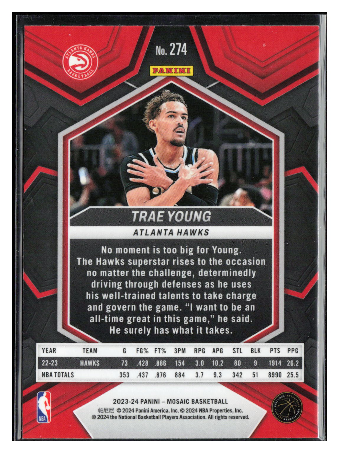 2023-24 Panini Mosaic #274 Trae Young