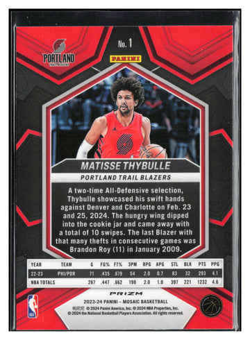 2023-24 Panini Mosaic #1 Matisse Thybulle Reactive Blue