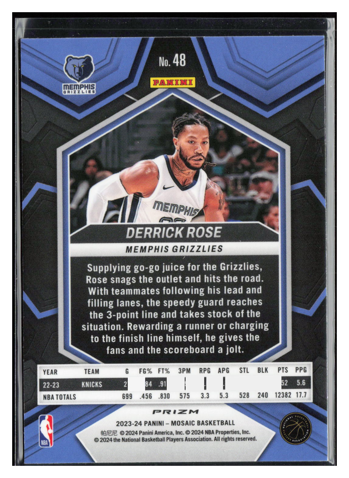 2023-24 Panini Mosaic #48 Derrick Rose Reactive Yellow