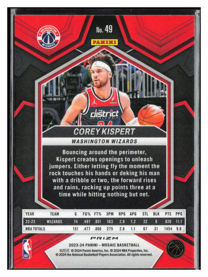 2023-24 Panini Mosaic #49 Corey Kispert Reactive Yellow
