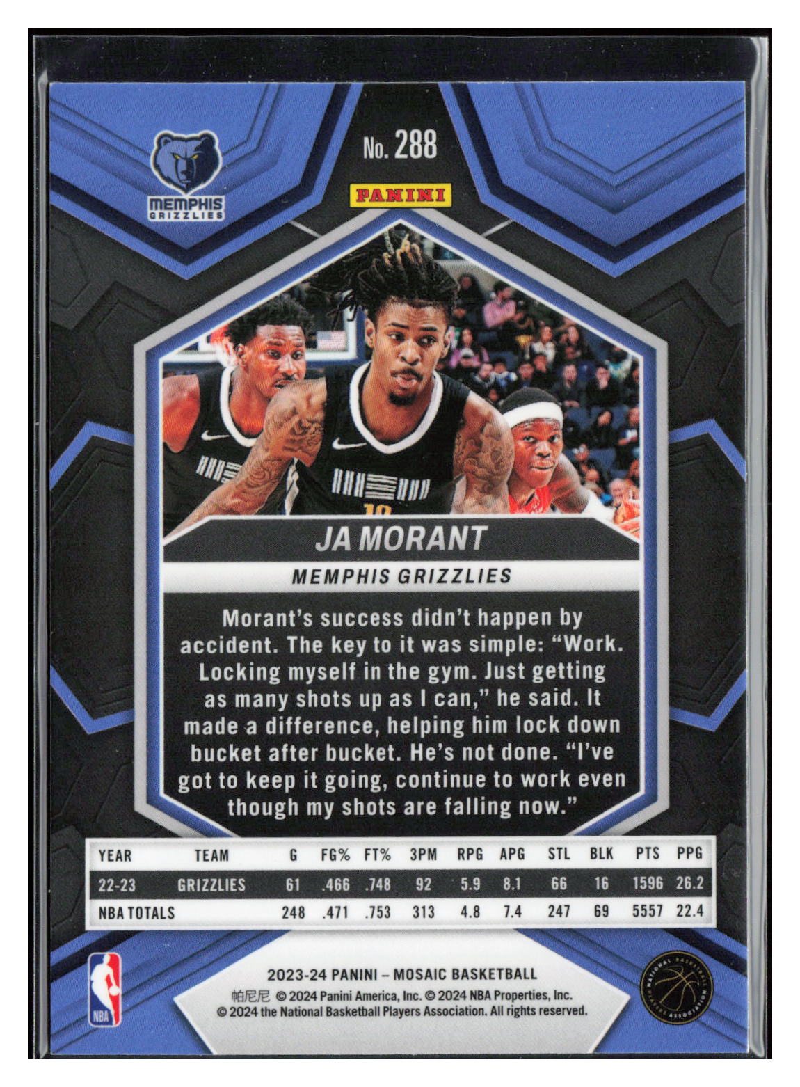 2023-24 Panini Mosaic #288 Ja Morant