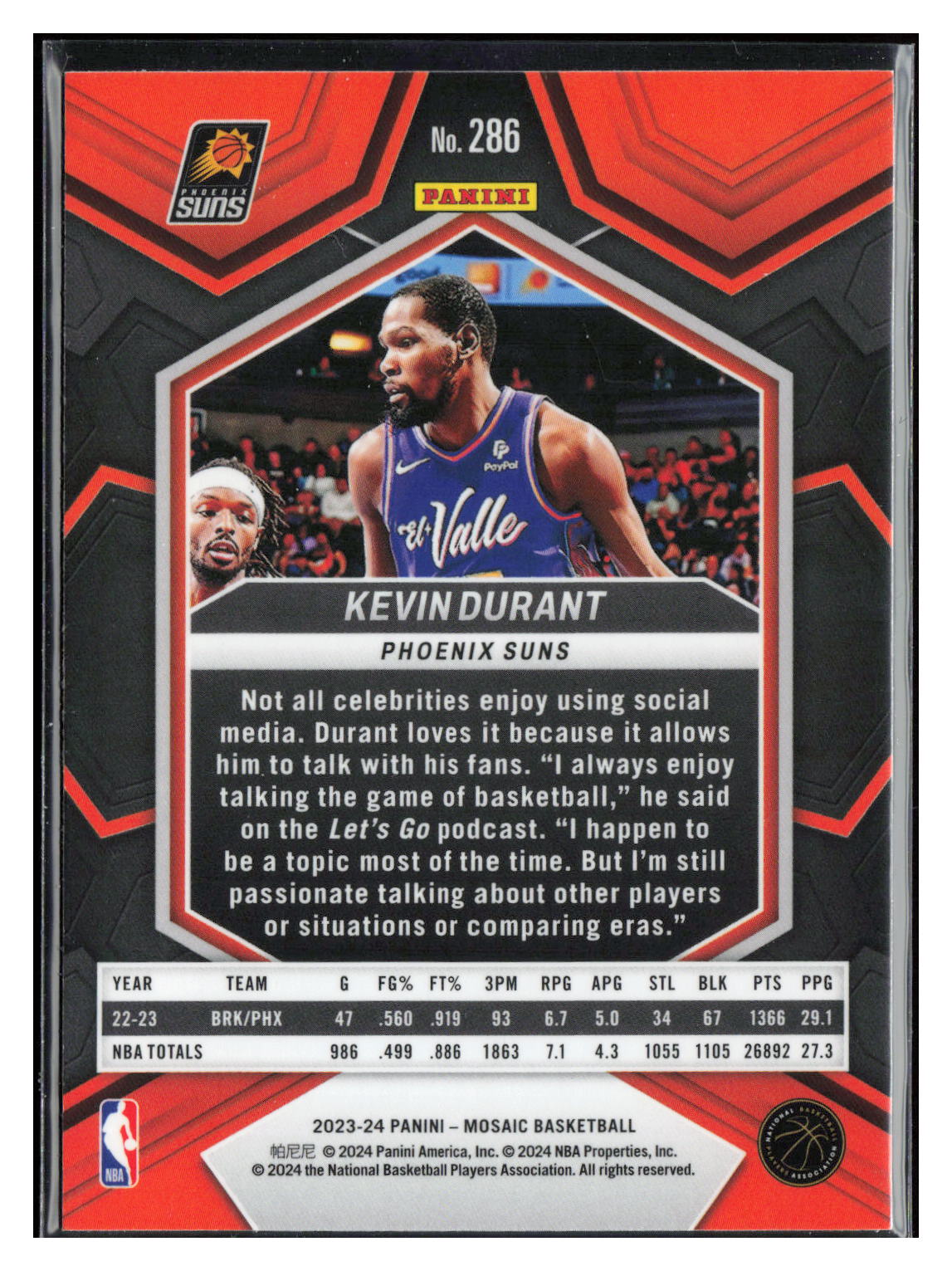 2023-24 Panini Mosaic #286 Kevin Durant