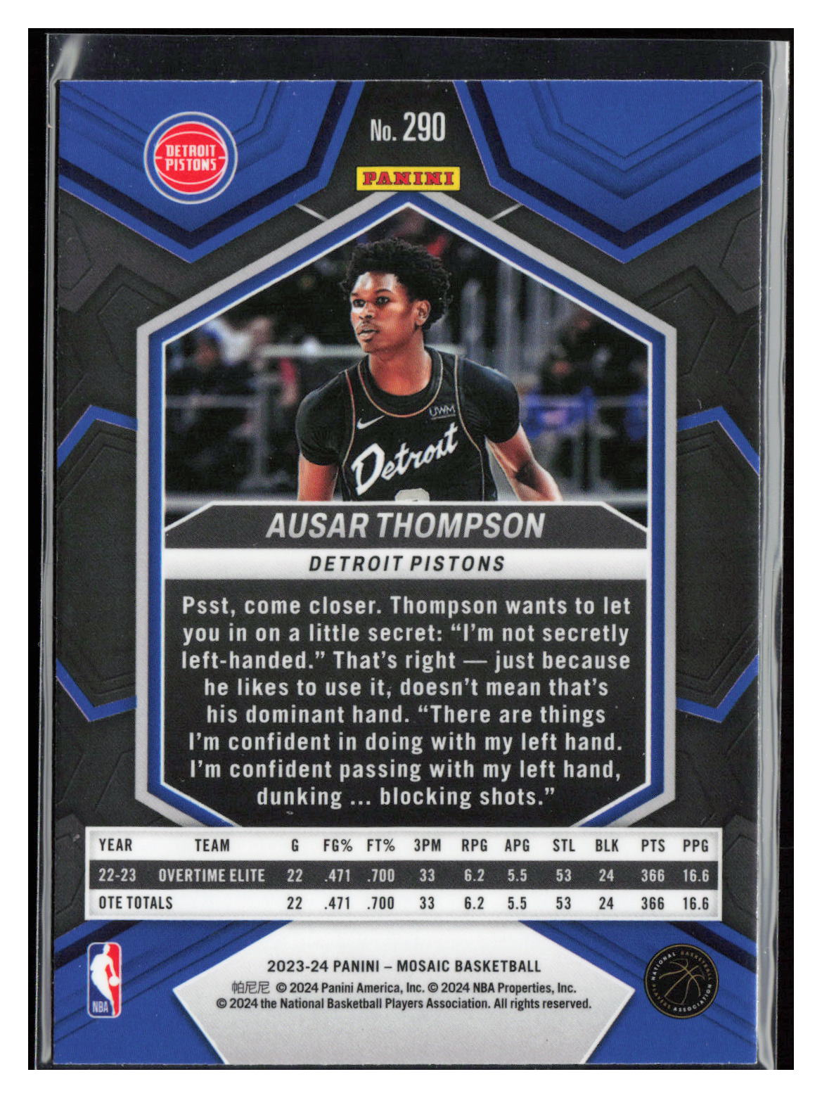 2023-24 Panini Mosaic #290 Ausar Thompson