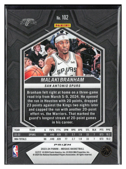 2023-24 Panini Mosaic #102 Malaki Branham Green