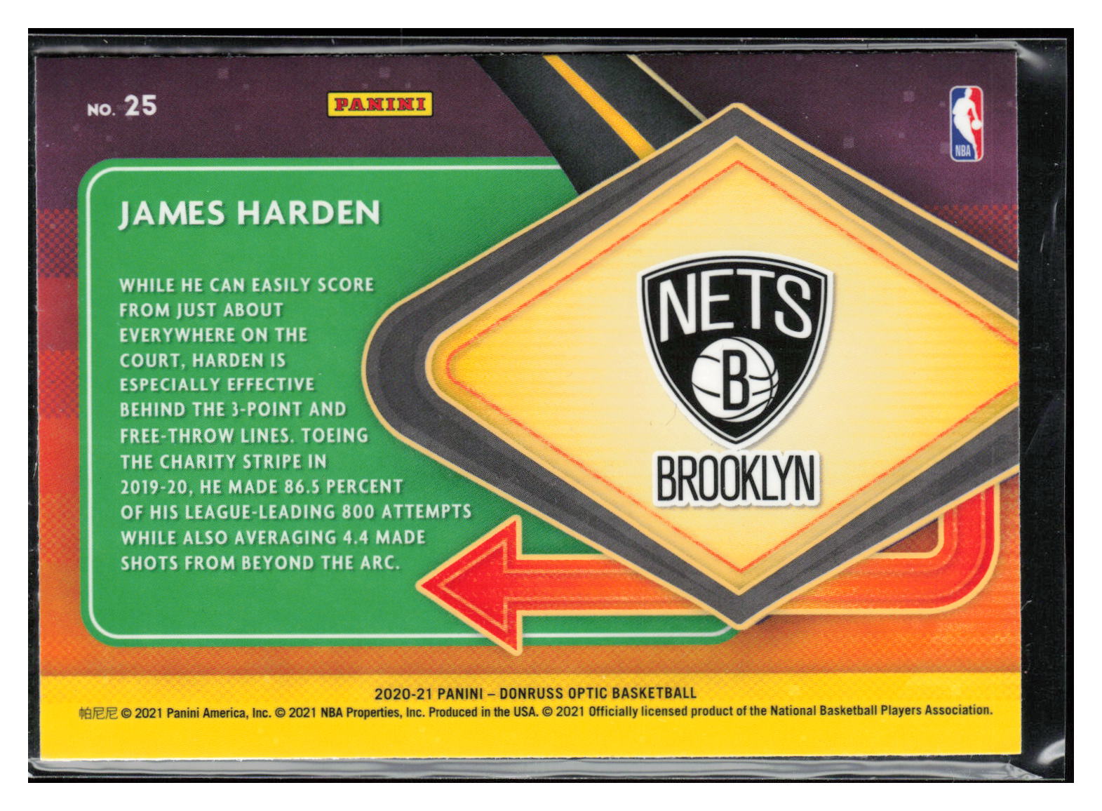 2020-21 Donruss Optic #25 James Harden Express Lane