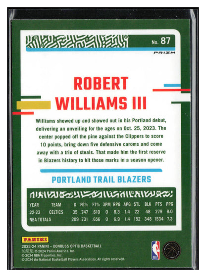 2023-24 Donruss Optic #87 Robert Williams III Hyper Green
