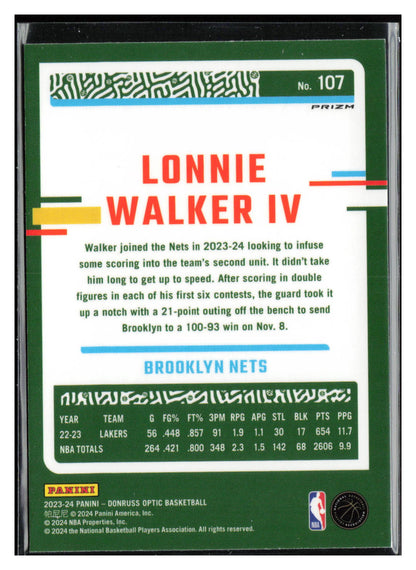 2023-24 Donruss Optic #107 Lonnie Walker IV Hyper Green