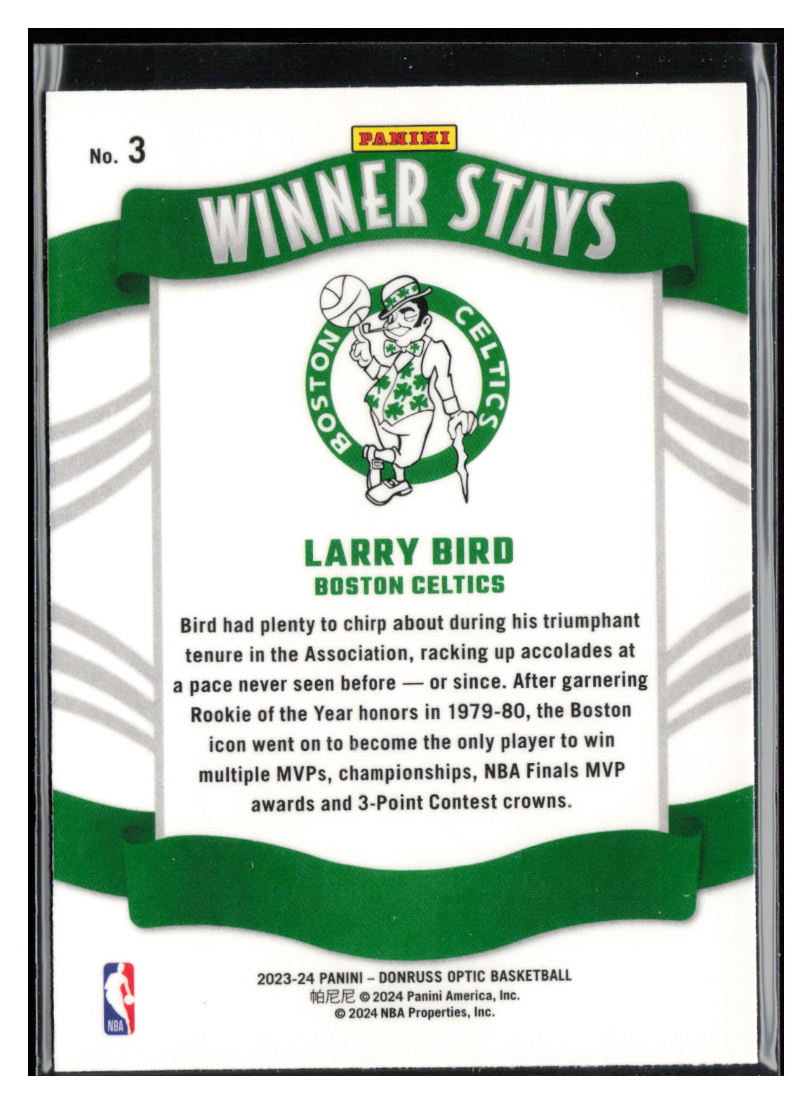 2023-24 Donruss Optic #3 Larry Bird Winner Stays