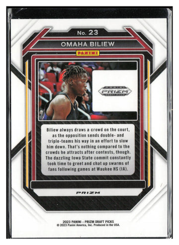 
2023 Panini Prizm Draft Picks #23 Omaha Biliew Red Ice
