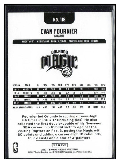 2017-18 Hoops #118 Evan Fournier