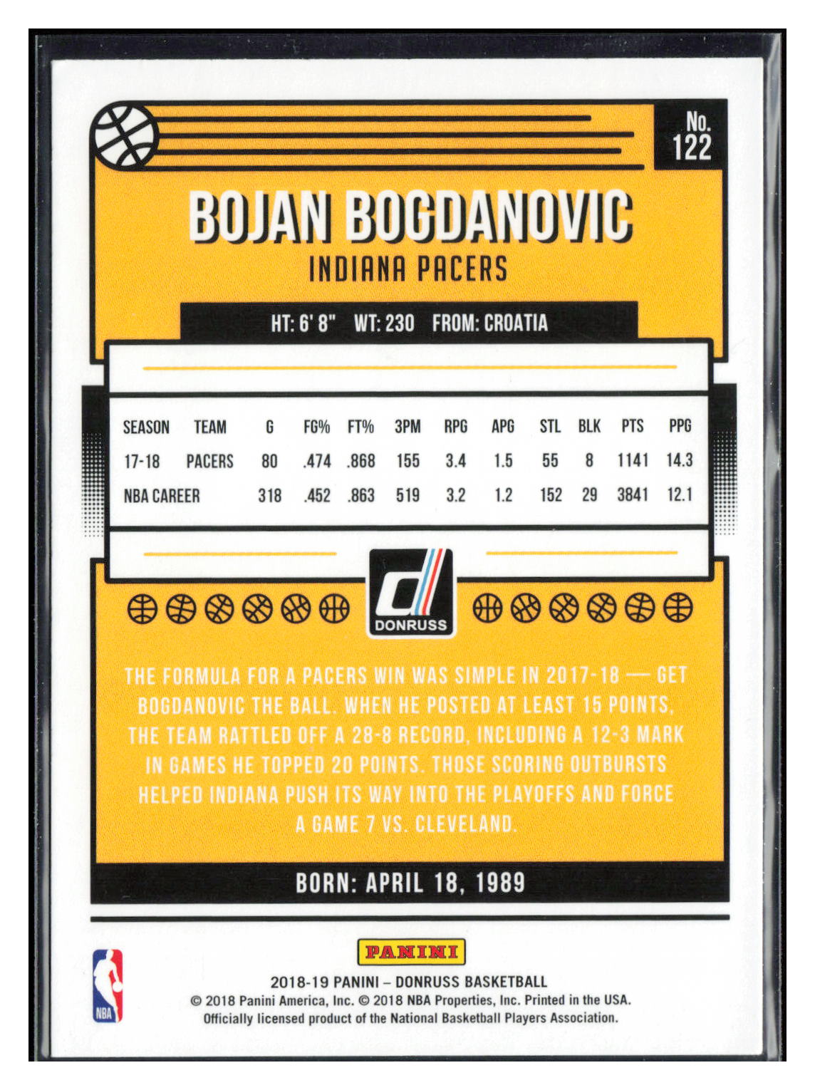 2018-19 Donruss #122 Bojan Bogdanovic