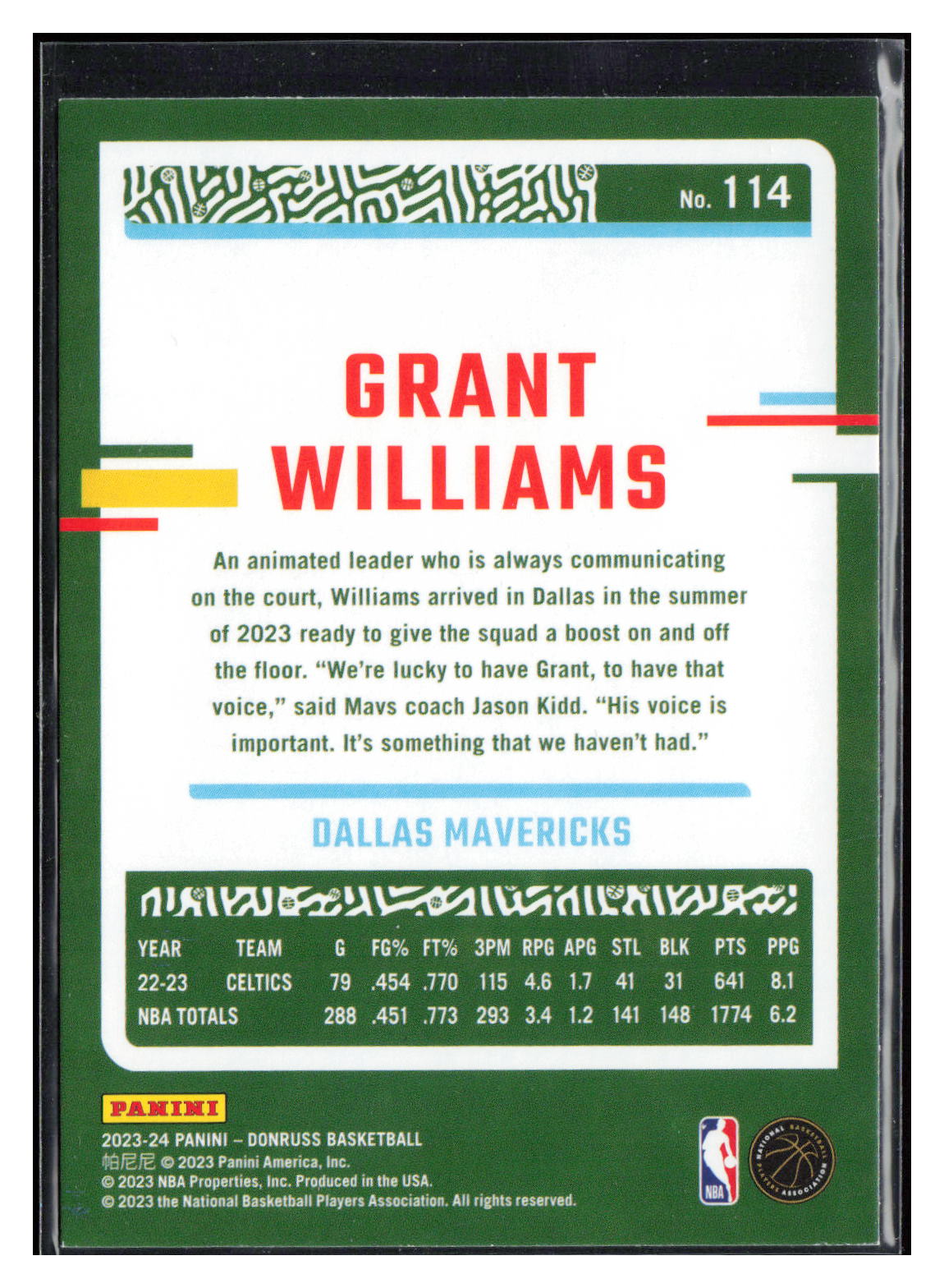 2023-24 Donruss #114 Grant Williams