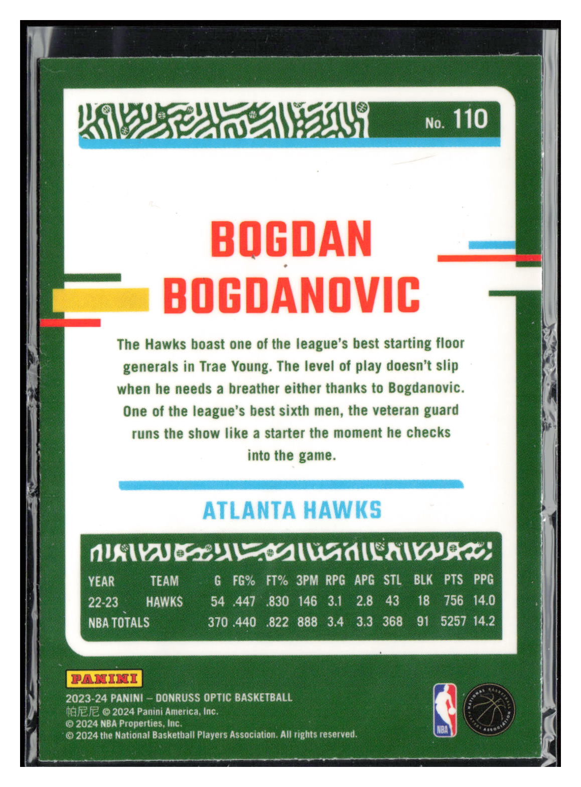2023-24 Donruss Optic #110 Bogdan Bogdanovic