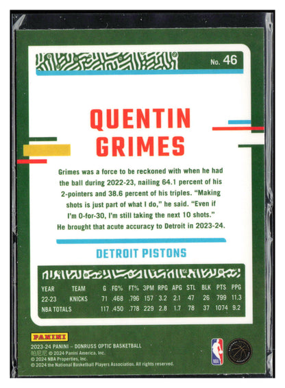2023-24 Donruss Optic #46 Quentin Grimes