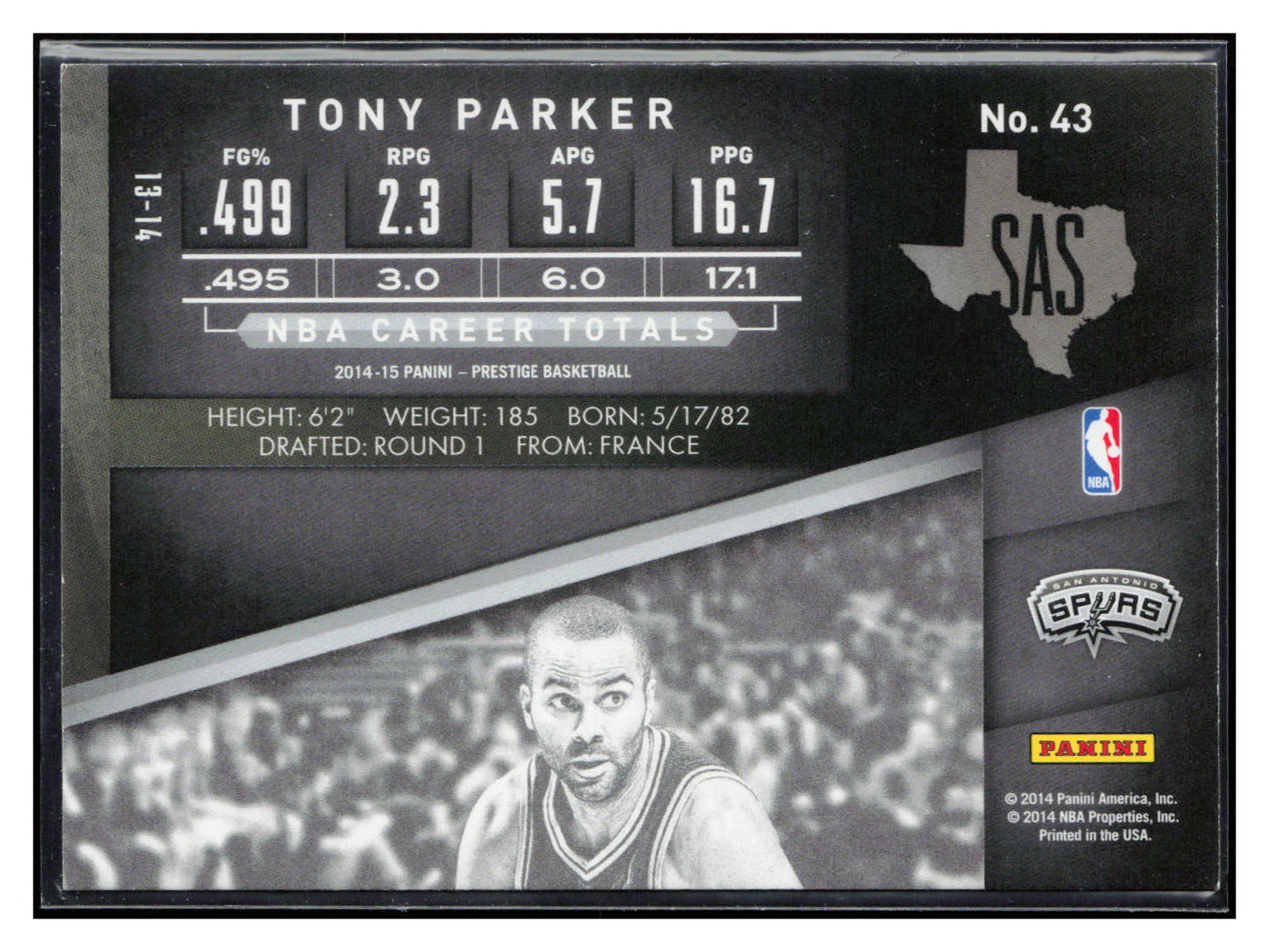 2014-15 Panini Prestige #43 Tony Parker