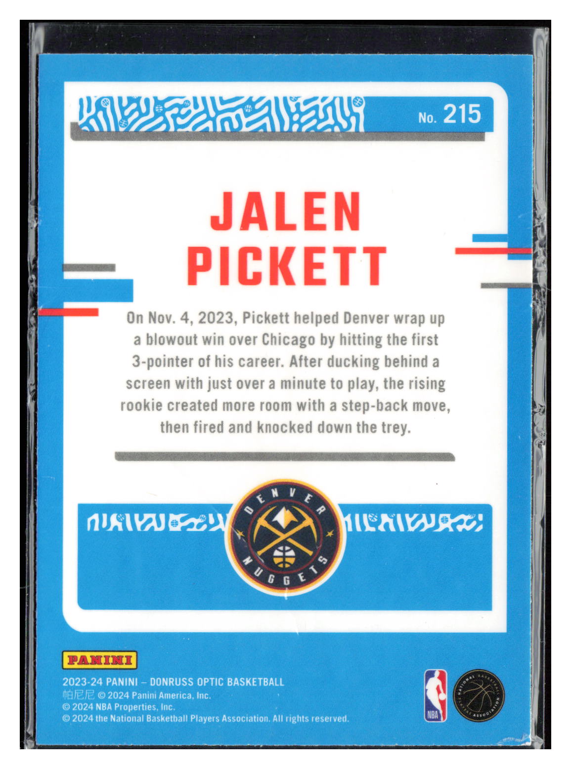2023-24 Donruss Optic #215 Jalen Pickett