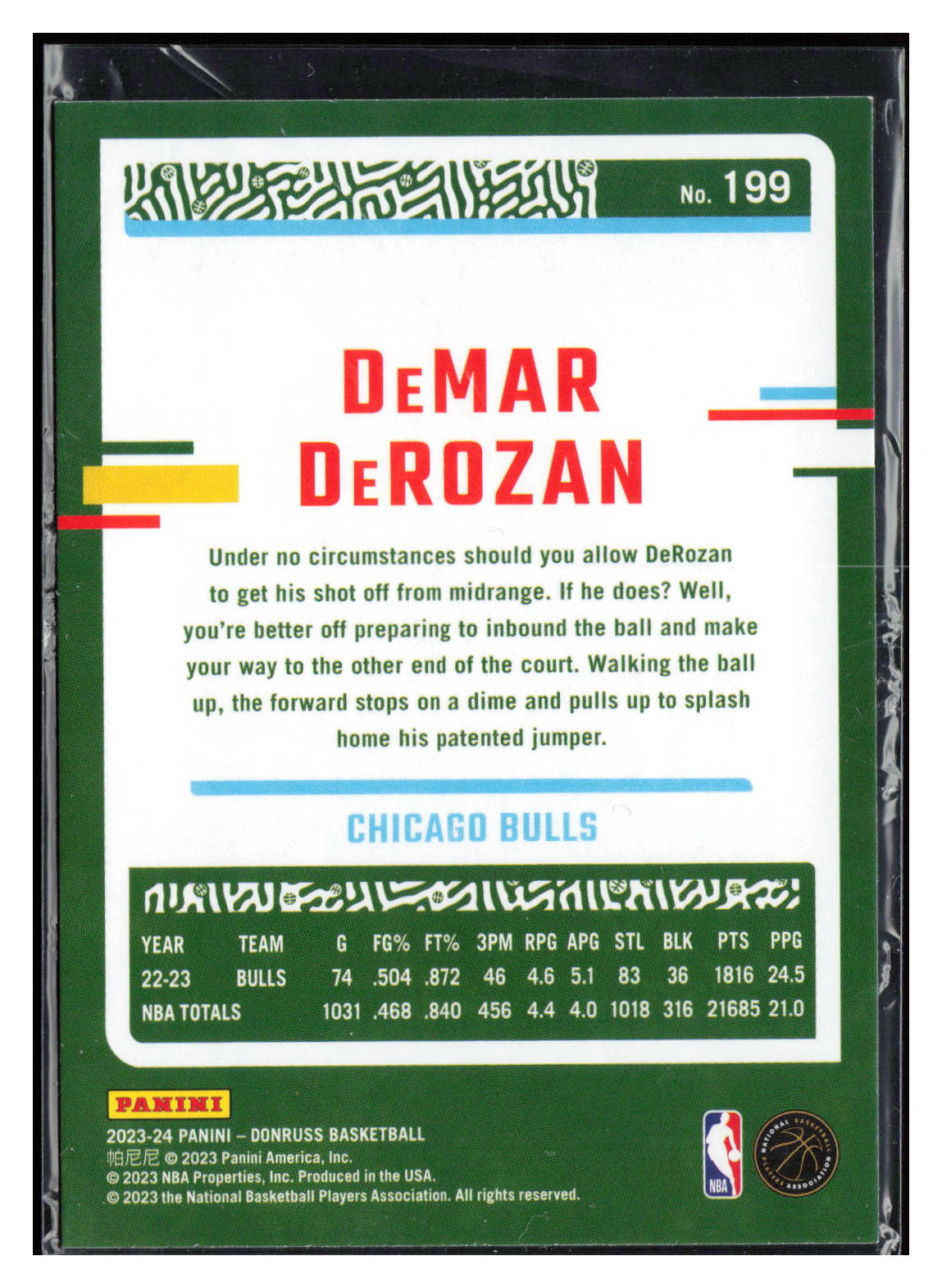 2023-24 Donruss #199 DeMar DeRozan