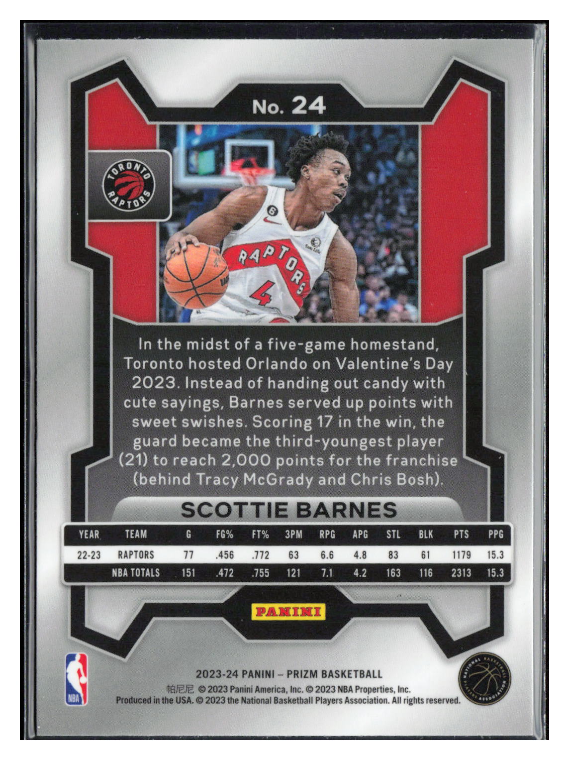 2023-24 Panini Prizm #24 Scottie Barnes