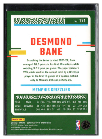 2023-24 Donruss Optic #171 Desmond Bane