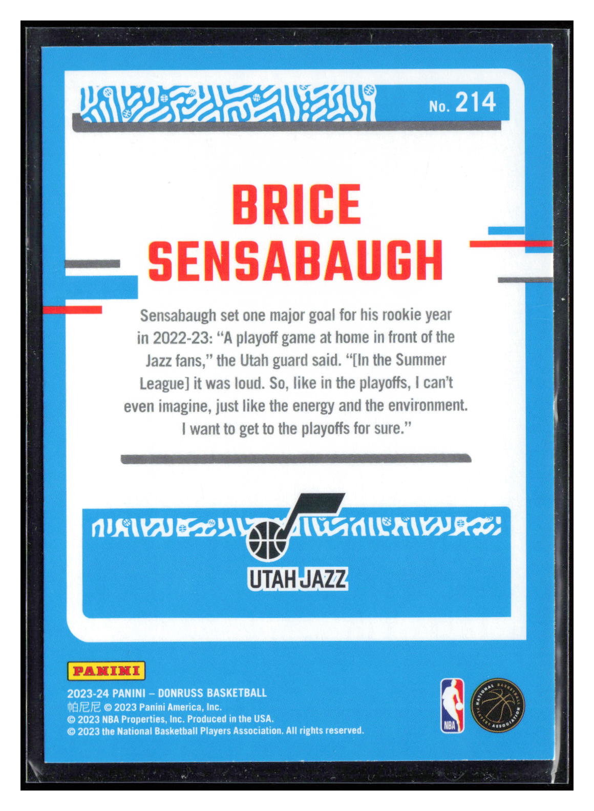 2023-24 Donruss #214 Brice Sensabaugh