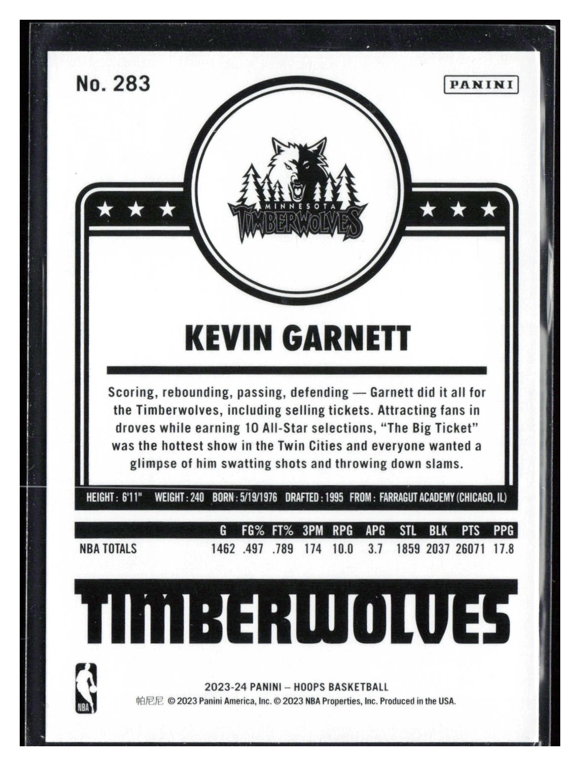 2023-24 Hoops #283 Kevin Garnett