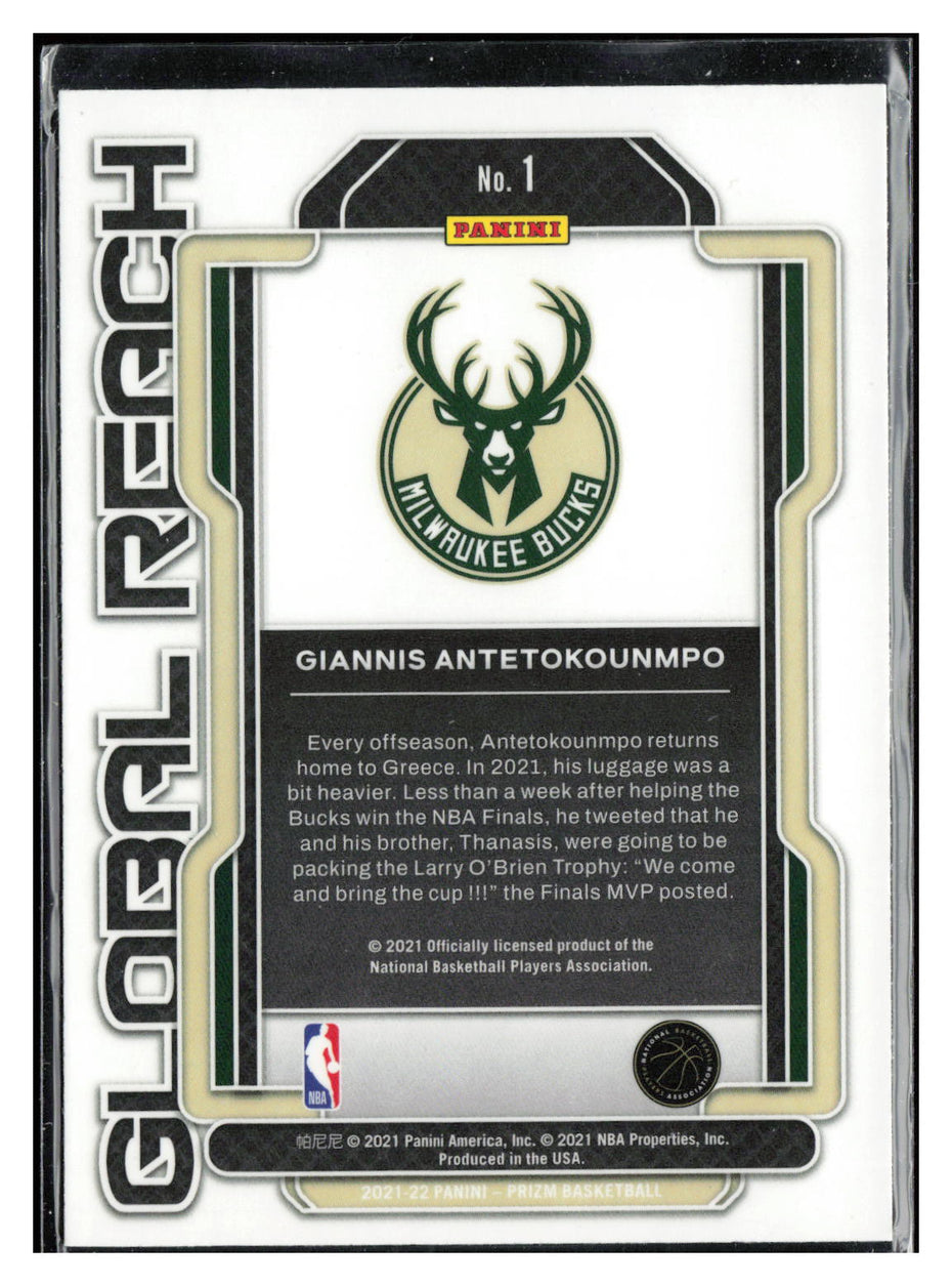 2021-22 Panini Prizm #1 Giannis Antetokounmpo Global Reach