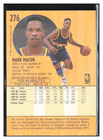 1991-92 Fleer #276 Mark Macon
