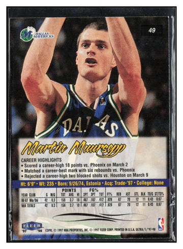 1997-98 Ultra #49 Martin Muursepp
