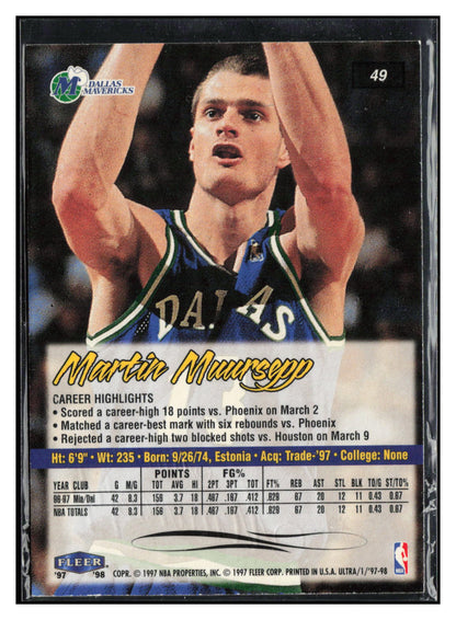 1997-98 Ultra #49 Martin Muursepp