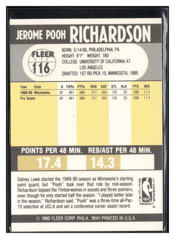 1990-91 Fleer #116 Pooh Richardson