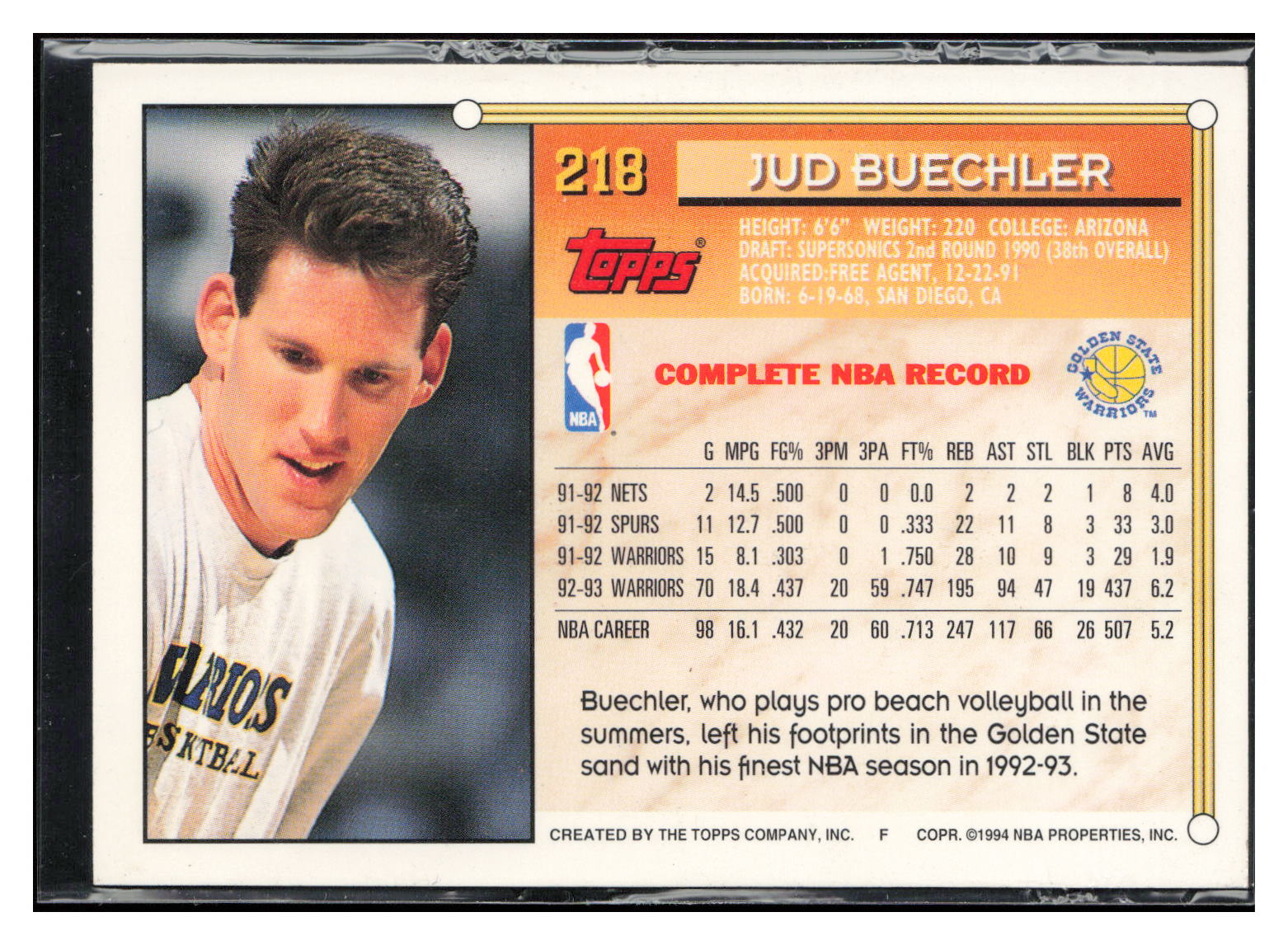 1993-94 Topps #218 Jud Buechler