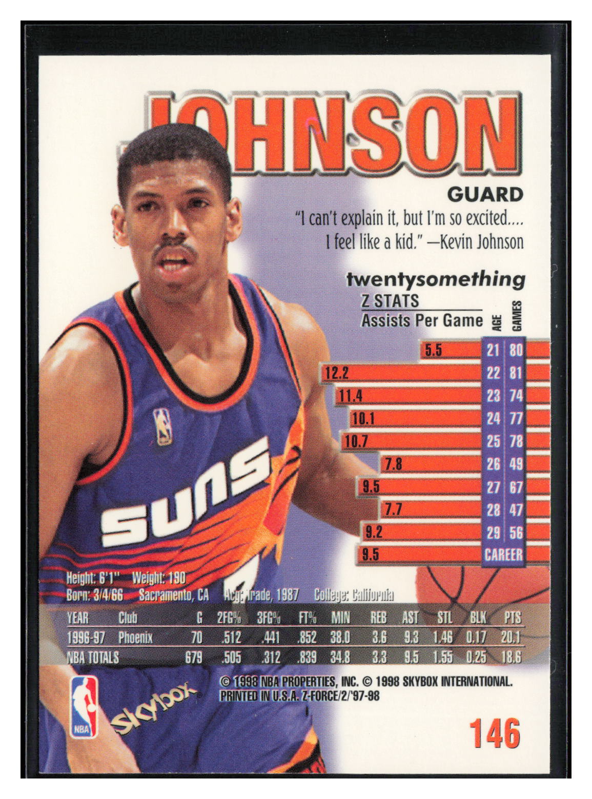 1997-98 SkyBox Z-Force #146 Kevin Johnson