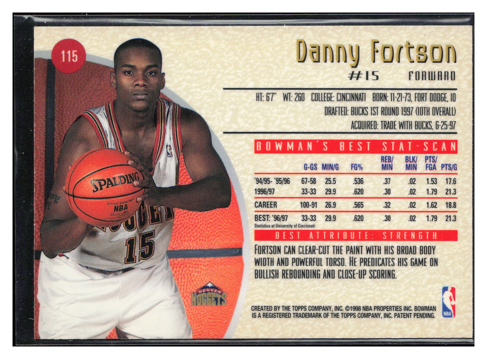 1997-98 Bowman's Best #115 Danny Fortson