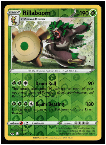 
SWSH01: Sword & Shield Base Set #015/202 Rillaboom (015)