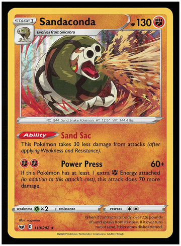 
SWSH01: Sword & Shield Base Set #110/202 Sandaconda (110)