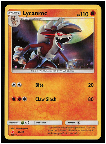 SM Trainer Kit: Lycanroc & Alolan Raichu #30/30 Lycanroc (#30 Holofoil)