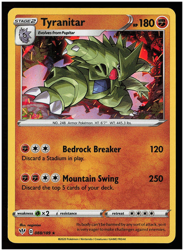 
SWSH03: Darkness Ablaze #088/189 Tyranitar